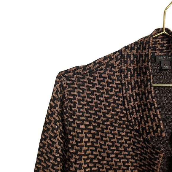 Ann Taylor Factory Long Open Front Long Cardigan Sweater Black Brown Size XL - Picture 4 of 7